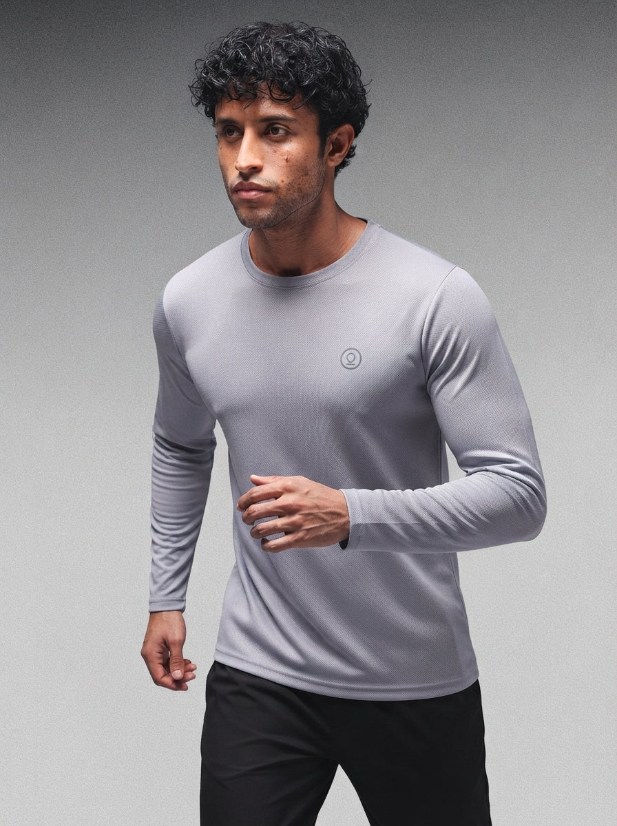 Men's Regular Dry Fit Full Sleeve Gym T-Shirt Sand