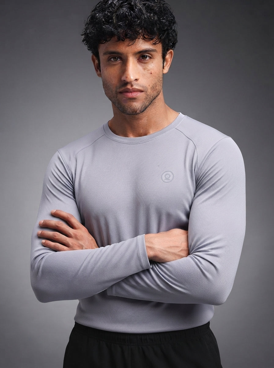Men's Regular Dry Fit Full Sleeve Gym T-Shirt Sand