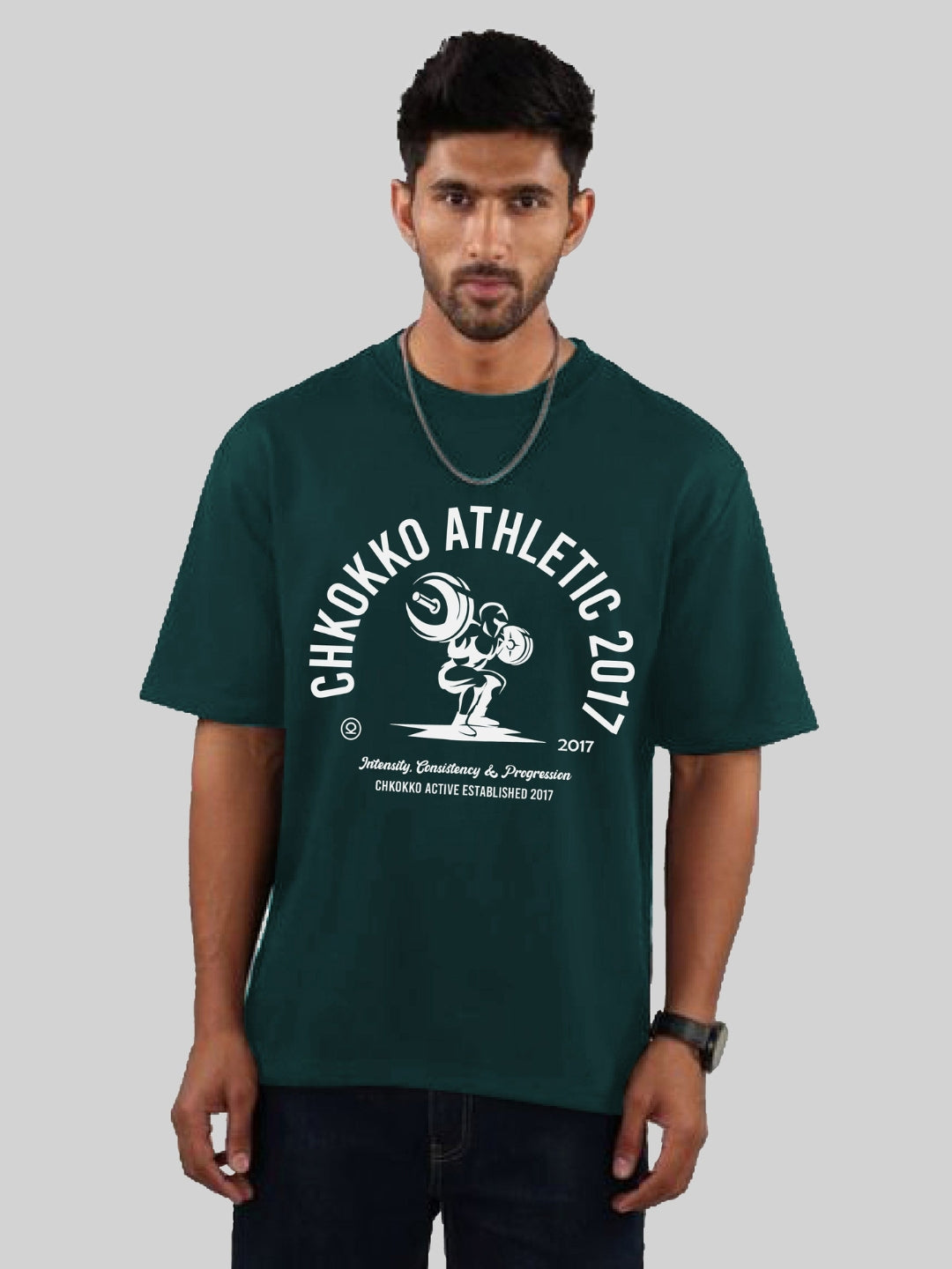 Men's Round Neck Gym Sports Dark Green
