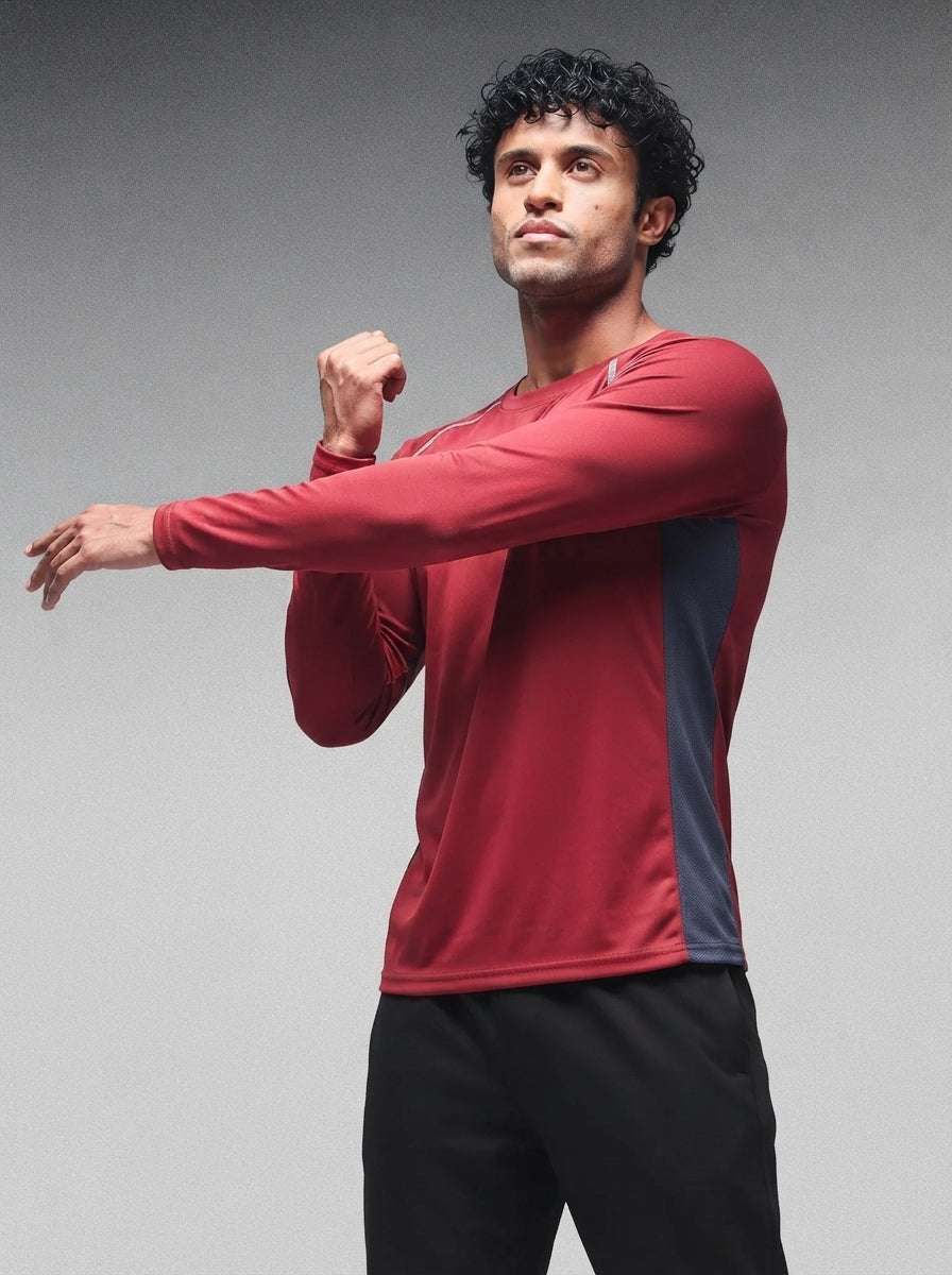 Men's Regular Dry Fit Gym Sports T-Shirt Maroon
