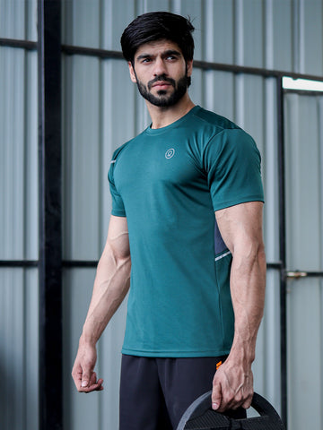 Men's Dry Fit Half Sleeve Gym T-Shirt Dark Green