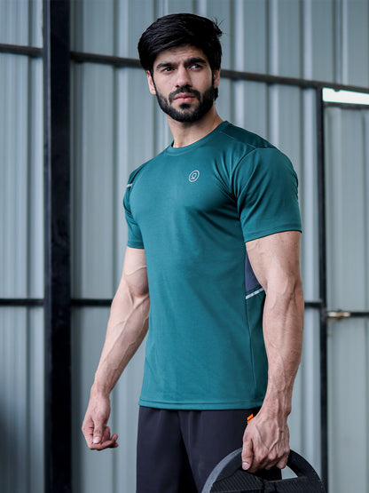 Men's Dry Fit Half Sleeve Gym T-Shirt Dark Green