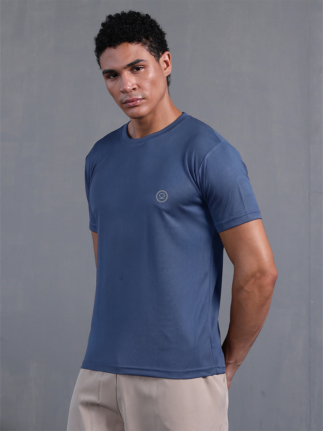 Men's Half Sleeves Dry Fit Gym Tshirt Indigo