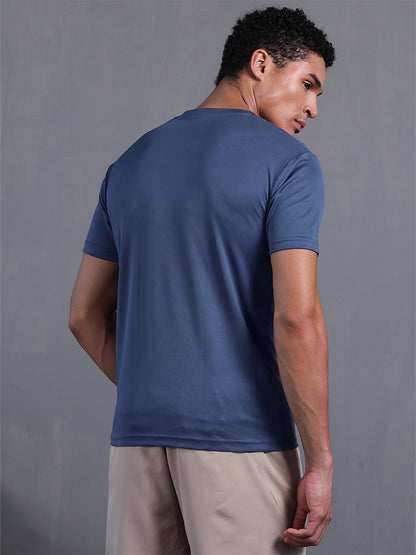 Men's Half Sleeves Dry Fit Gym Tshirt Indigo