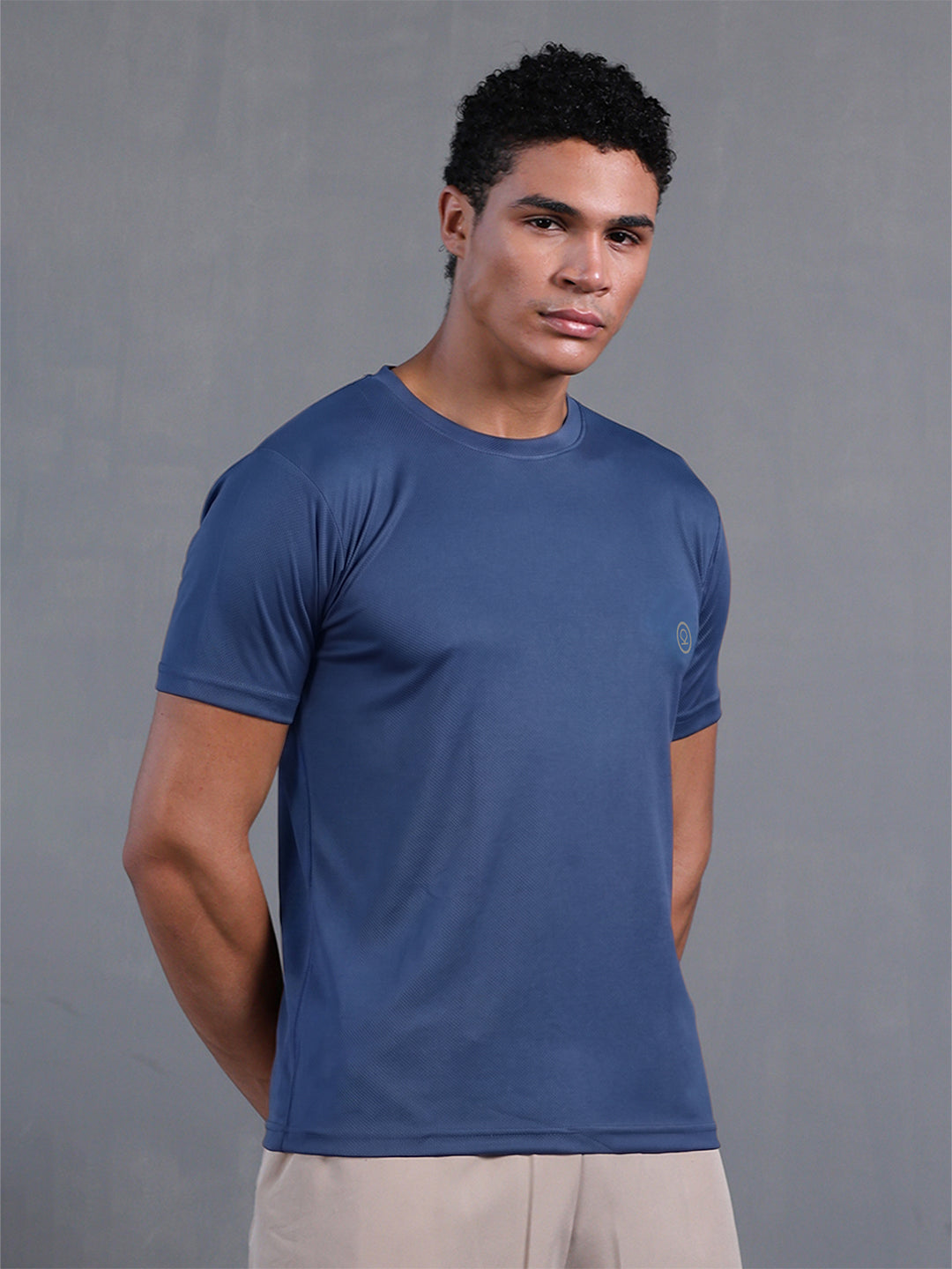 Men's Half Sleeves Dry Fit Gym Tshirt Indigo