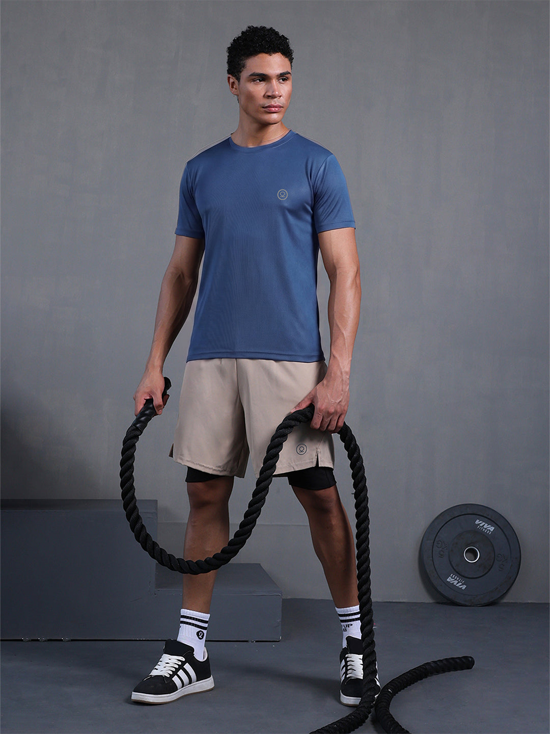 Men's Half Sleeves Dry Fit Gym Tshirt Indigo