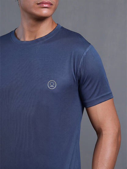 Men's Half Sleeves Dry Fit Gym Tshirt Indigo