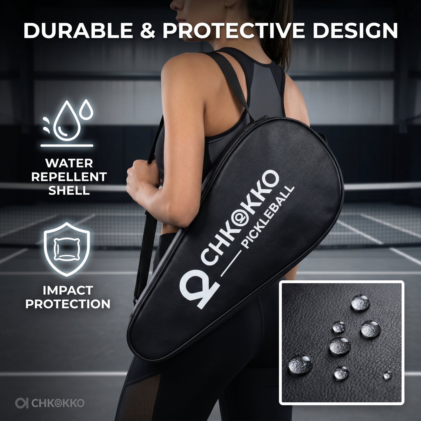 CHKOKKO Premium Pickleball Paddle Cover Black