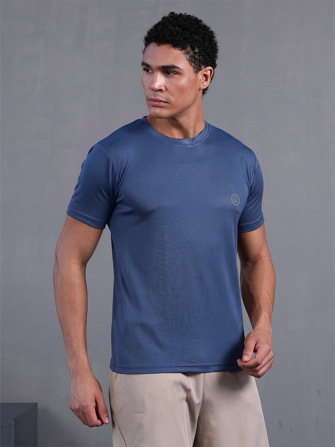 Men's Half Sleeves Dry Fit Gym Tshirt Indigo