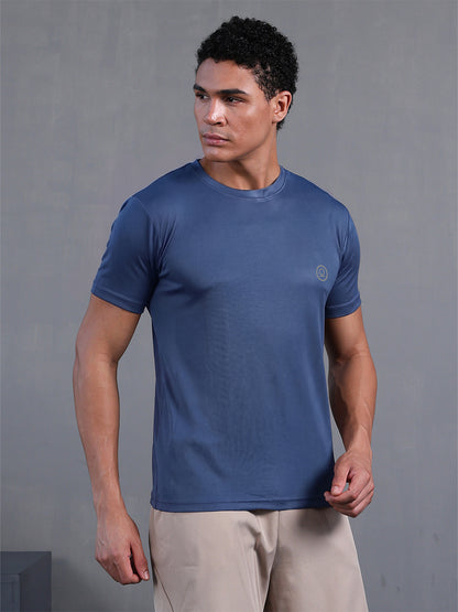 Men's Half Sleeves Dry Fit Gym Tshirt Indigo