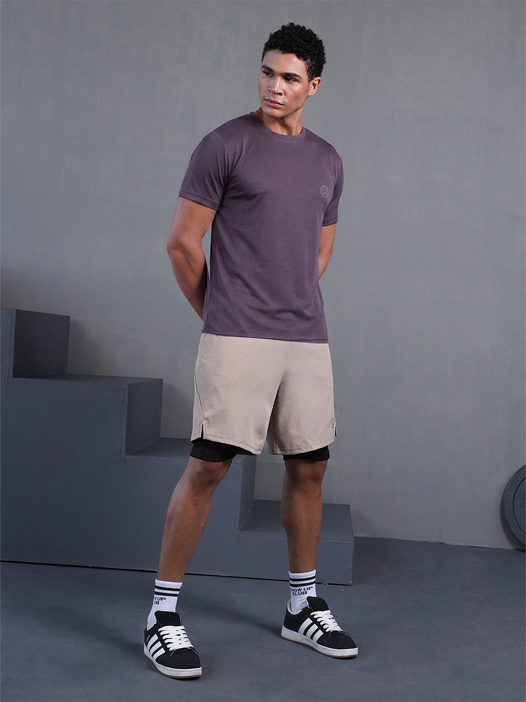 Men's Half Sleeves Dry Fit Gym Tshirt Dusty Plum