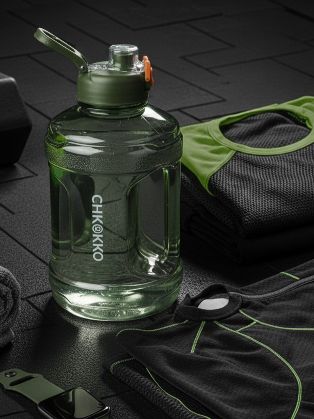 CHIKOKKO 2.2L Large Sports Water Bottle with Handle & Leak-Proof Flip Cap