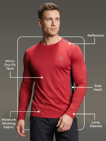 Men's Regular Dry Fit Gym Sports T-Shirt Maroon