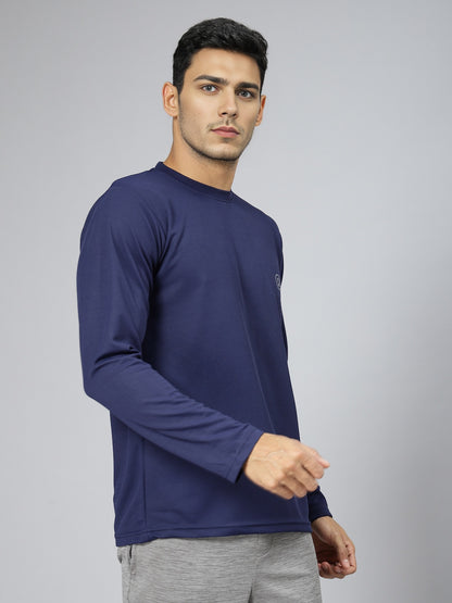 Men's Regular Dry Fit Full Sleeve Gym T-Shirt Navy