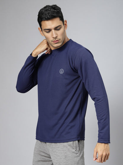 Men's Regular Dry Fit Full Sleeve Gym T-Shirt Navy