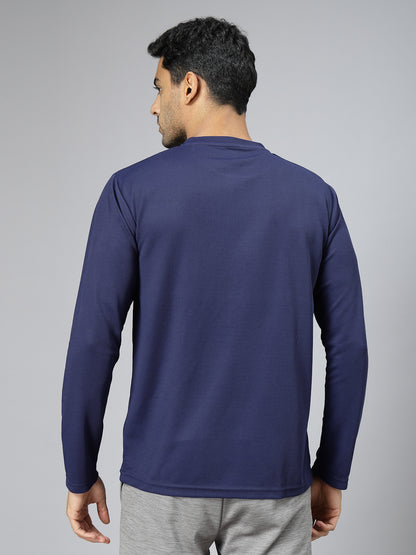Men's Regular Dry Fit Full Sleeve Gym T-Shirt Navy