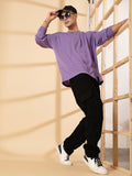 Men Purple Oversized Full Sleeve Round Neck Tshirt