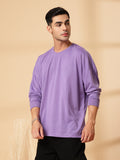 Men Purple Oversized Full Sleeve Round Neck Tshirt