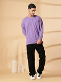 Men Purple Oversized Full Sleeve Round Neck Tshirt