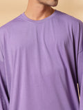 Men Purple Oversized Full Sleeve Round Neck Tshirt