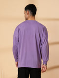 Men Purple Oversized Full Sleeve Round Neck Tshirt