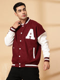 Men Oversized Winter Wear Varsity Jacket with Ribbed Cuffs