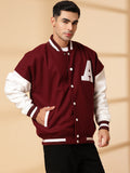 Men Oversized Winter Wear Varsity Jacket with Ribbed Cuffs