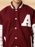 Men Oversized Winter Wear Varsity Jacket with Ribbed Cuffs