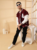 Men Oversized Winter Wear Varsity Jacket with Ribbed Cuffs