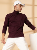 Men Violet Winter Wear Regular Fit High Neck T Shirt | CHKOKKO