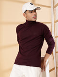 Men Violet Winter Wear Regular Fit High Neck T Shirt | CHKOKKO