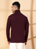 Men Violet Winter Wear Regular Fit High Neck T Shirt | CHKOKKO