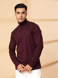 Men Violet Winter Wear Regular Fit High Neck T Shirt | CHKOKKO