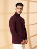 Men Violet Winter Wear Regular Fit High Neck T Shirt | CHKOKKO