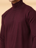 Men Violet Winter Wear Regular Fit High Neck T Shirt | CHKOKKO