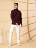 Men Violet Winter Wear Regular Fit High Neck T Shirt | CHKOKKO