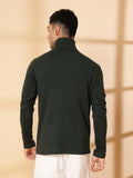 Men Bottle Green Winter Wear Regular Fit Turtle Neck T Shirt | CHKOKKO