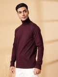 Men Violet Winter Wear Regular Fit Turtle Neck T Shirt | CHKOKKO