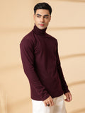 Men Violet Winter Wear Regular Fit Turtle Neck T Shirt | CHKOKKO