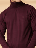 Men Violet Winter Wear Regular Fit Turtle Neck T Shirt | CHKOKKO