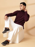 Men Violet Winter Wear Regular Fit Turtle Neck T Shirt | CHKOKKO