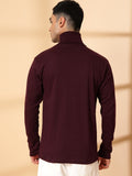 Men Violet Winter Wear Regular Fit Turtle Neck T Shirt | CHKOKKO