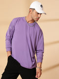 Men Purple Oversized Full Sleeve Round Neck Tshirt