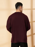 Men Violet Oversized Full Sleeve Round Neck Tshirt