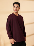 Men Violet Oversized Full Sleeve Round Neck Tshirt