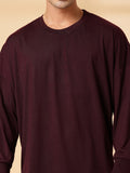 Men Violet Oversized Full Sleeve Round Neck Tshirt