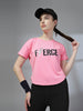 Women Round Neck Dry Fit Gym Sports T-Shirt Pink