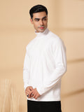 Men White Winter Wear Regular Fit High Neck T Shirt | CHKOKKO