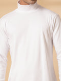 Men White Winter Wear Regular Fit High Neck T Shirt | CHKOKKO