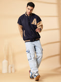 Men Oversized Winter Wear Varsity Jacket with Ribbed Cuffs